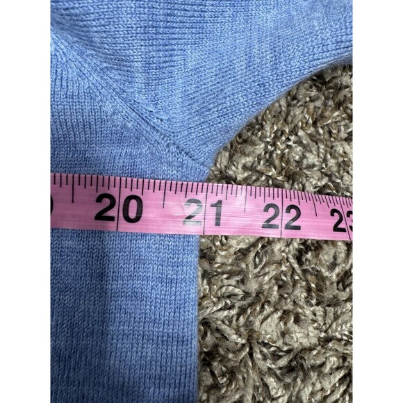 346 Brooks Brothers Stretch Sweater Mens Merino Wool V-Neck Blue Long Sleeve M - Picture 14 of 16